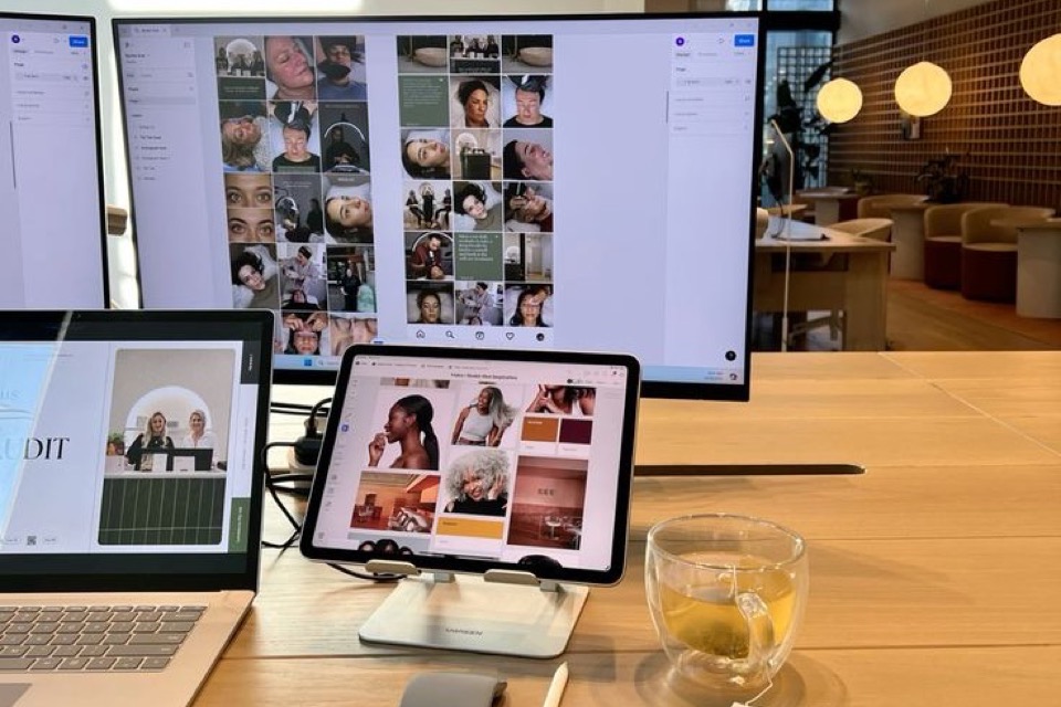 Moodboard research on dual monitors